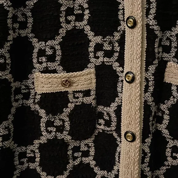 Gucci GG Logo Sweater Vest Coat Jacket Oversize  
Tweed Vest Black white - Picture 7 of 10